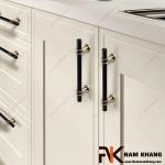 Tay nắm tủ cổ điển màu đen chân đế vàng bóng NK207-DN