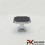 Núm cửa tủ vuông phối da màu đen bạc NK445-BD