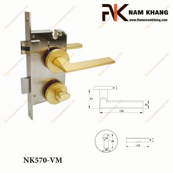 Khóa cửa phân thể dạng ốp tròn màu vàng mờ NK570-VM