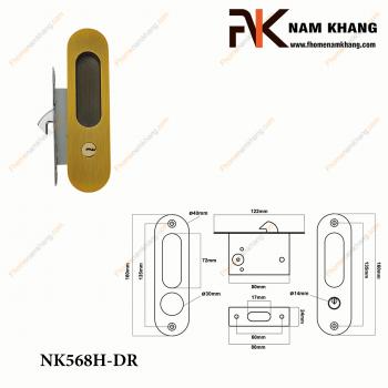 Khóa âm cửa lùa bằng inox màu đồng rêu NK568H-DR