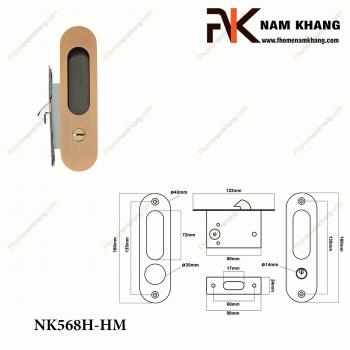 Khóa âm cửa lùa bằng inox màu hồng mờ NK568H-HM 