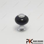 Núm cửa tủ sứ đen chân trắng bạc NK338-DT