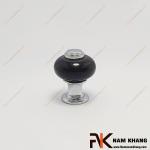Núm cửa tủ sứ đen chân trắng bạc NK338-DT