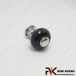 Núm cửa tủ sứ đen chân trắng bạc NK338-DT