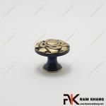Núm cửa tủ tròn đồng hoa văn cổ điển NK451D-BCF