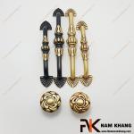 Núm cửa tủ tròn đồng hoa văn cổ điển NK451D-BCF