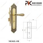 Khóa cửa cao cấp từ chất liệu đồng phối hoa văn cổ điển hoàng gia NK582L-OR
