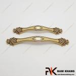Tay nắm cửa tủ đồng vàng cao cấp phối hoa văn cổ điển NK497D-RC-C