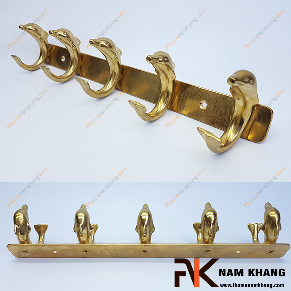 Móc treo tường bằng đồng NKD076 lấy cảm hứng từ cá heo, biểu tượng cho sự may mắn và nhiều giá trị tốt đẹp khác, đồng thời cá heo còn có giá trị nghệ thuật cao trong trang trí nên luôn được mọi người ưa thích và bày trí trong các công trình nhà ở.