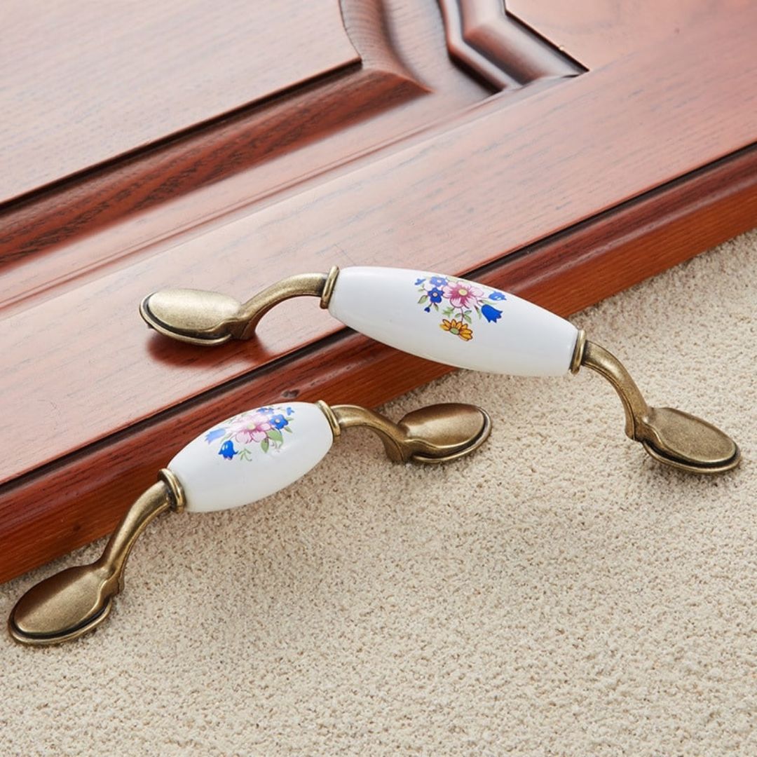 Tay nắm tủ phối sứ hoa văn cao cấp NK008