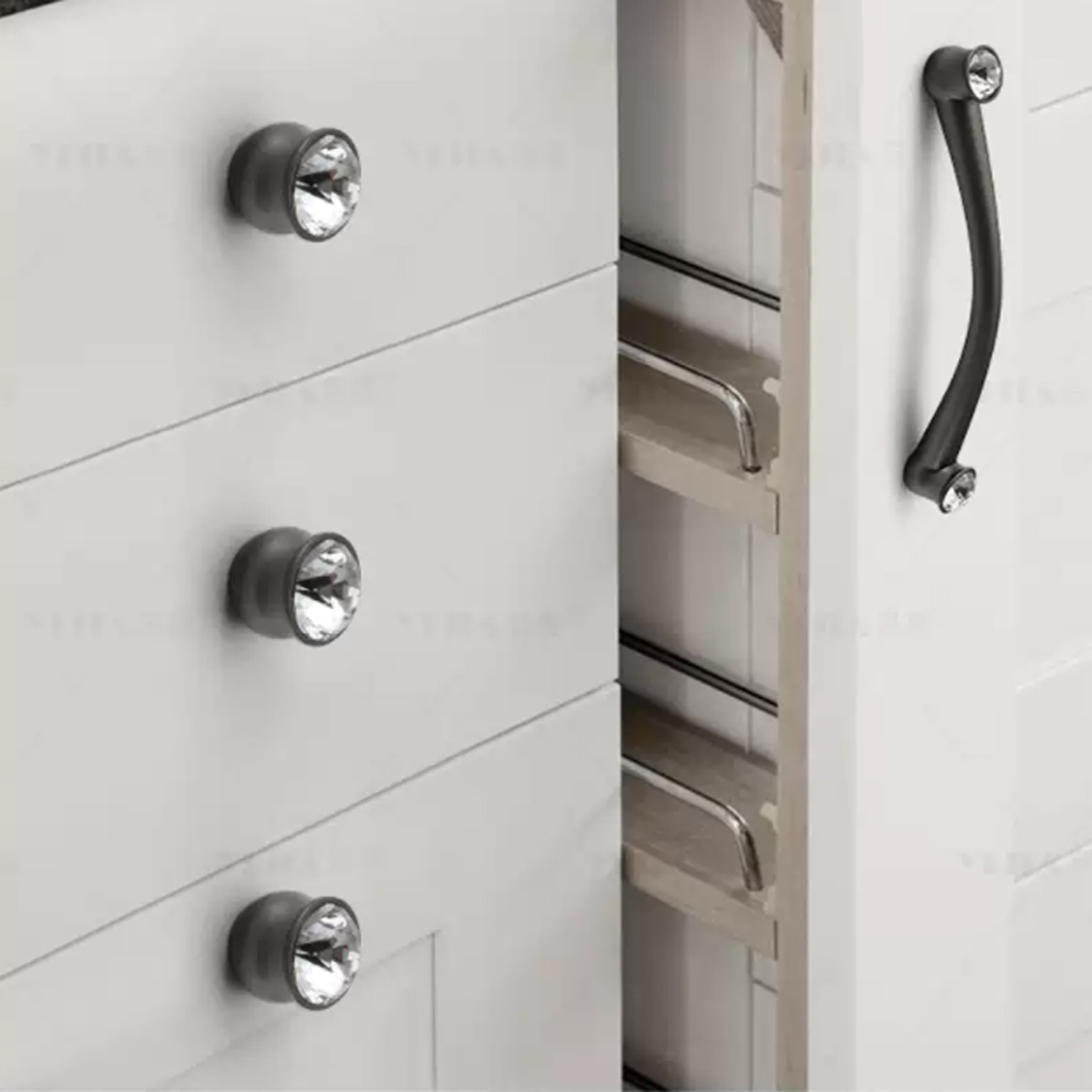 Tay nắm tủ phối đá pha lê cao cấp NK439