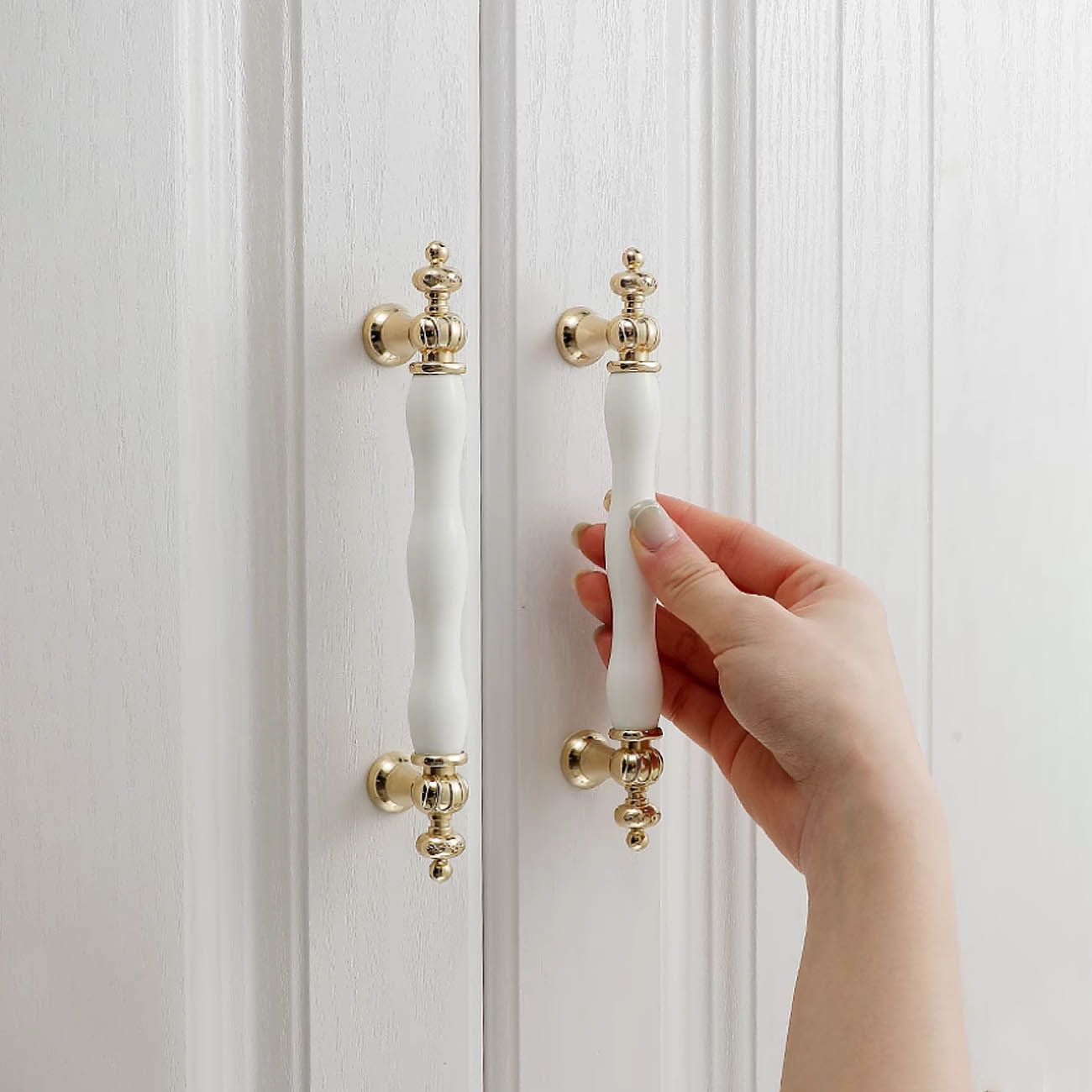 Tay nắm tủ phối sứ trắng cao cấp NK324
