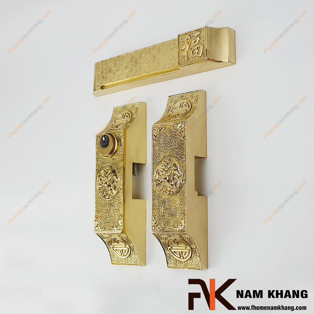 Khóa cửa bức bàn cổ điển bằng đồng cao cấp NK580-V hay còn gọi là khóa cửa bích bàn, có thiết kế theo kiểu then cài và có thanh chốt bằng đồng đúc.