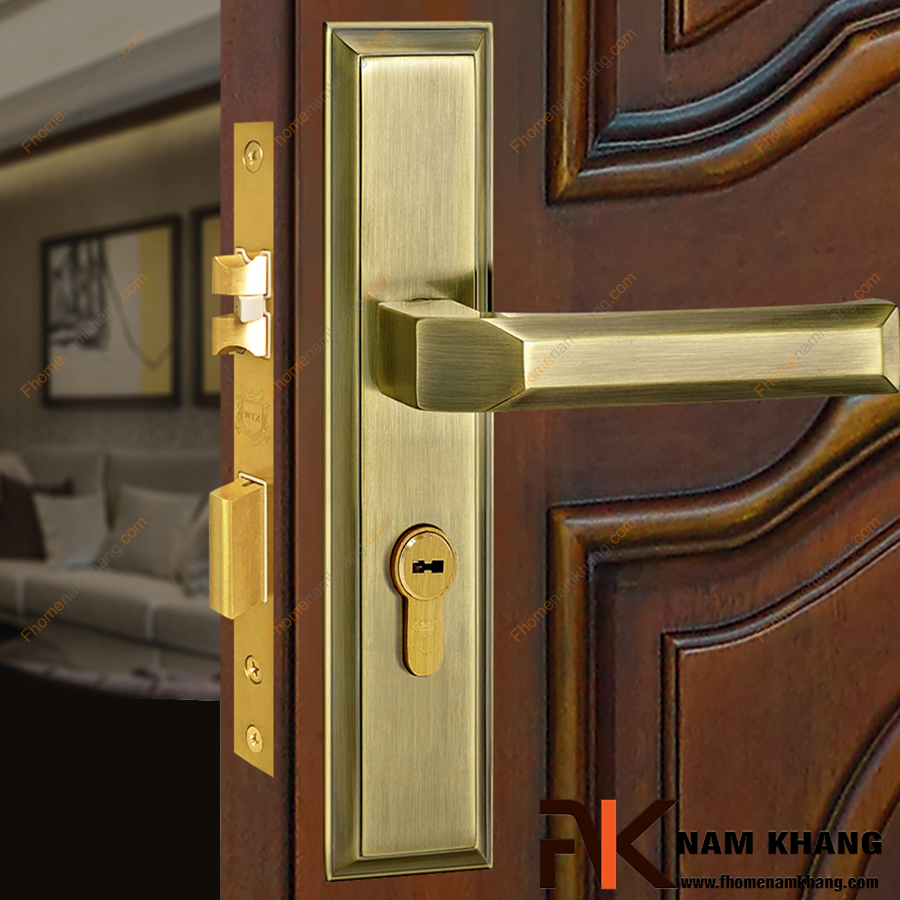 Khóa cửa chính bằng đồng màu đồng rêu NK561L-DR là dạng khóa cửa cao cấp được sử dụng chủ yếu dành cho dòng cửa chính và các các dạng của thông phòng.