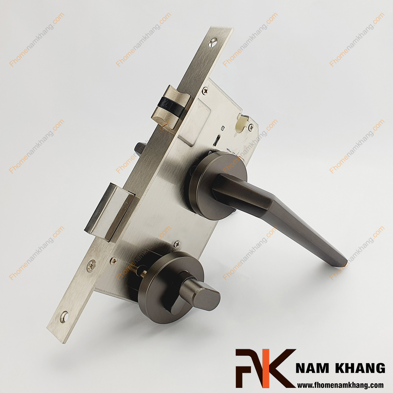 Khóa cửa phân thể bằng hợp kim cao cấp màu xám NK573-X có thiết kế phần ốp khóa và tay gạt riêng biệt, khá nhỏ gọn và tạo được sự nổi bật độc đáo của một dòng khóa cửa.