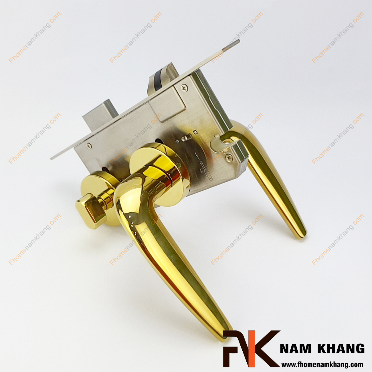 Khóa cửa phân thể hiện đại màu vàng bóng NK574-PVD có thiết kế đơn giản, nhỏ gọn và phần ốp khóa, tay gạt riêng biệt, tạo được sự nổi bật độc đáo.