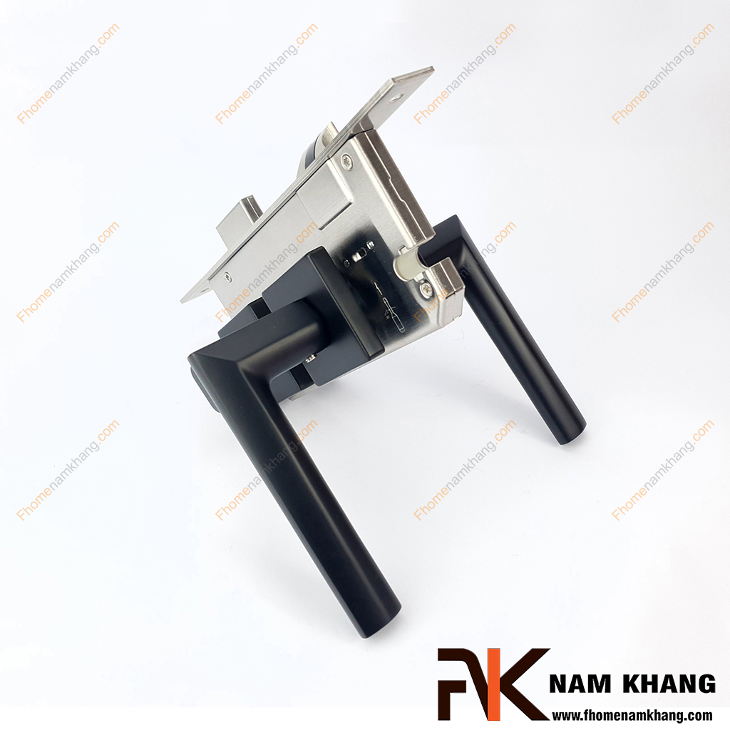 Khóa cửa phân thể kiểu dáng ốp vuông màu đen mờ NK573V-DM - kiểu khóa cửa tiện lợi được lựa chọn sử dụng nhiều trong thiết kế nội ngoại thất nhà ở, chung cư, biệt thự,...