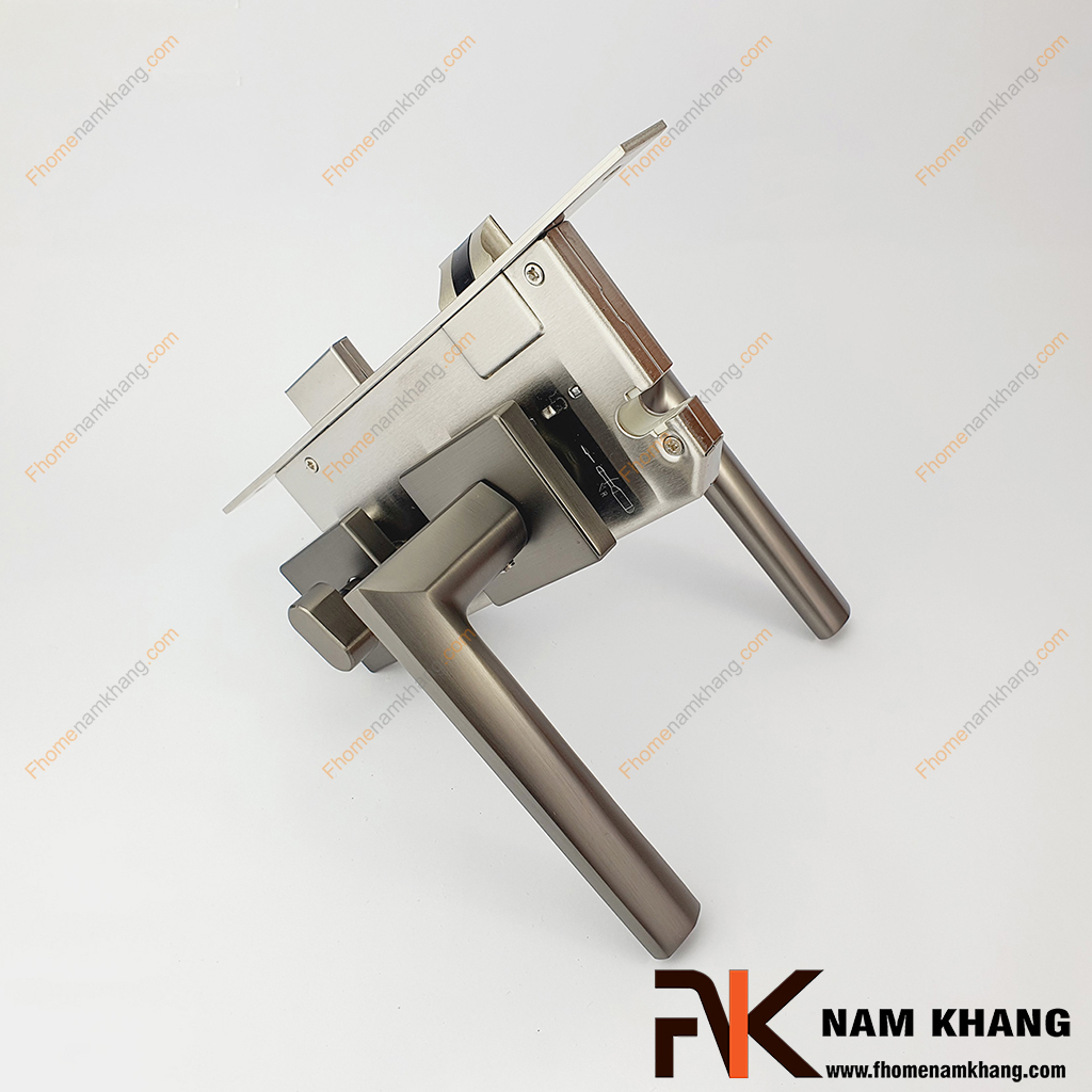 Khóa cửa phân thể kiểu dáng ốp vuông màu xám NK573V-X - kiểu khóa cửa tiện lợi được lựa chọn sử dụng nhiều trong thiết kế nội ngoại thất nhà ở, chung cư, biệt thự,...