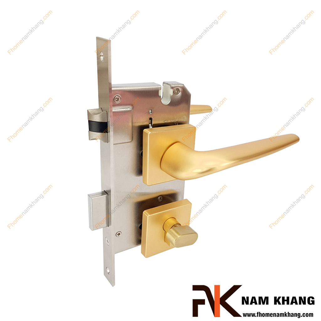 Khóa cửa phân thể thiết kế hiện đại màu vàng mờ NK574V-VM - kiểu khóa cửa tiện lợi được lựa chọn sử dụng nhiều trong thiết kế nội ngoại thất nhà ở, chung cư, biệt thự,...