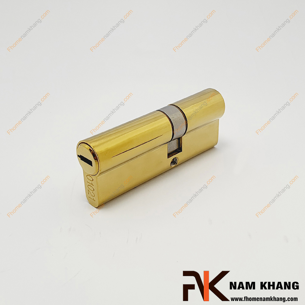 Củ khóa lệch 2 đầu chìa bằng đồng NK261LTN-80DV - mẫu linh kiện lõi khóa với thiết kế tâm lệch sang 1 đầu, cả 2 đầu của củ khóa đều sử dụng chìa khóa nên tùy theo nhu cầu sử dụng có thể đảo chiều củ khóa.