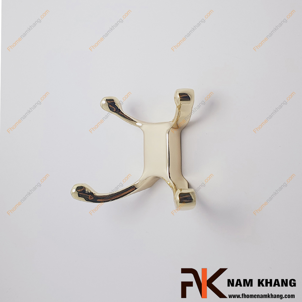 Móc treo 4 nhánh màu vàng bóng NK124CN-V - hình dạng có 4 nhánh treo, chia đều 2 bên đối xứng theo chiều ngang, mỗi nhánh có đầu cong lên, tạo điểm chặn để đồ không bị rơi. 