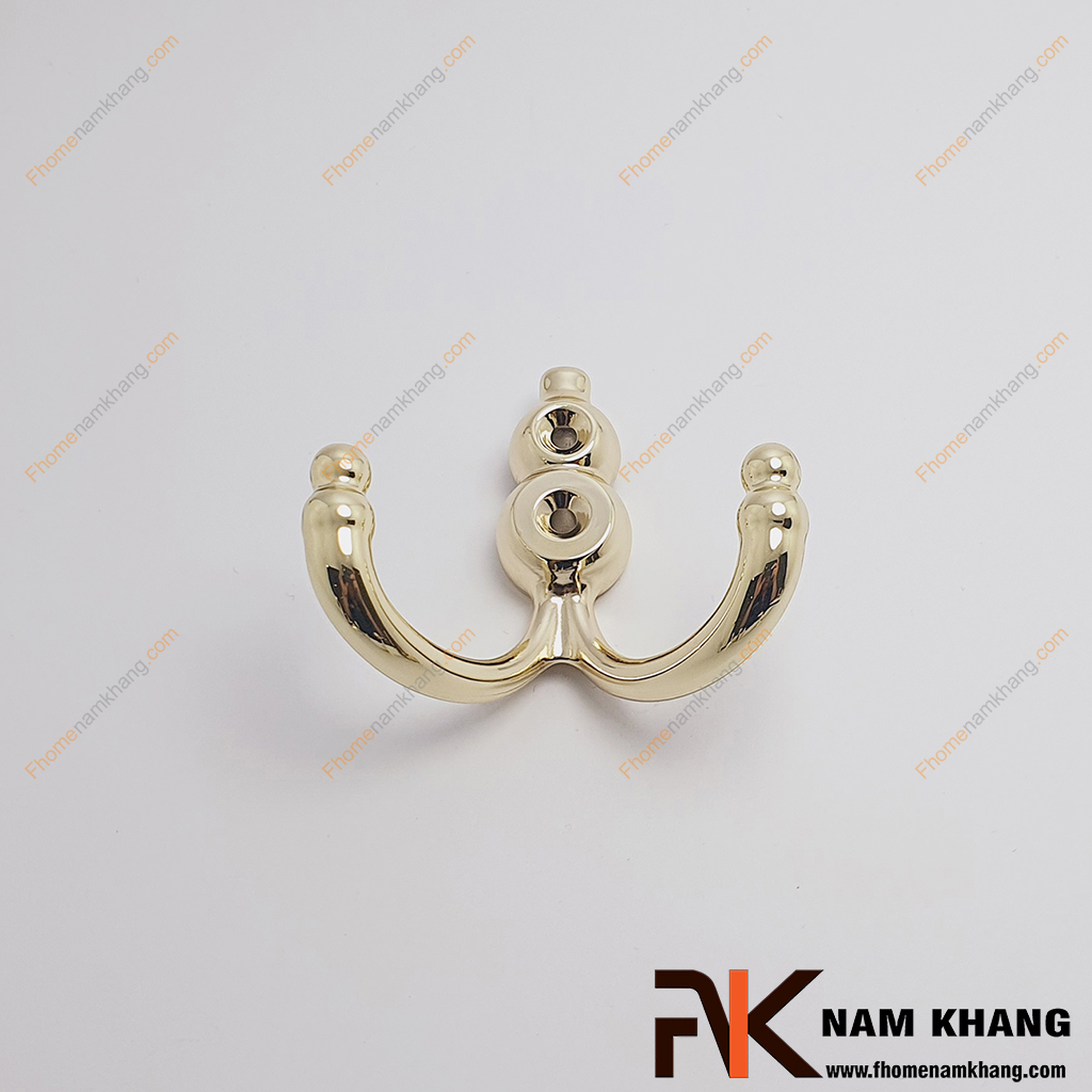 Móc treo tường cao cấp màu vàng bóng NK123T-V - Móc treo có thiết kế hai chấu hình vòng cung, đầu móc được bo tròn giúp treo đồ an toàn mà không làm hỏng vải.
