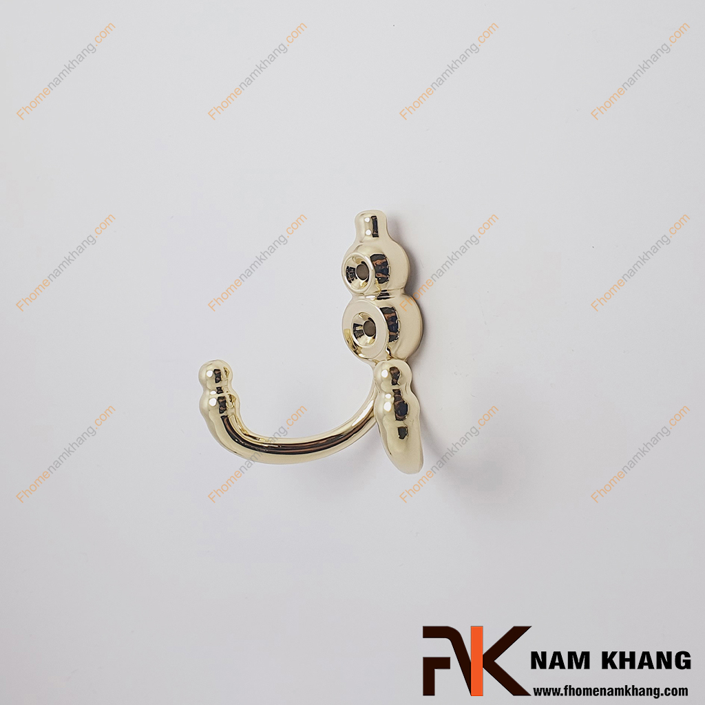 Móc treo tường cao cấp màu vàng bóng NK123T-V - Móc treo có thiết kế hai chấu hình vòng cung, đầu móc được bo tròn giúp treo đồ an toàn mà không làm hỏng vải.