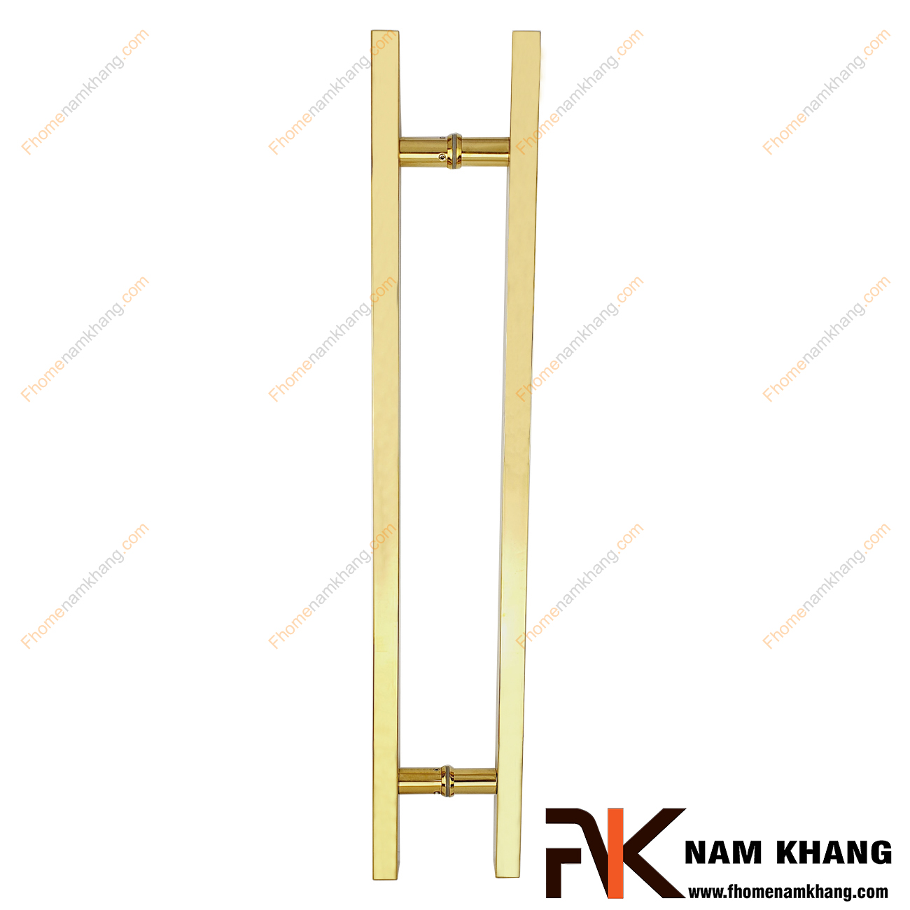 Tay nắm cửa chính màu vàng bóng dạng thanh vuông trơn NK900-V304 cao cấp sử dụng cho mọi loại cửa với nhiều chất liệu từ gỗ, kính, nhôm,...