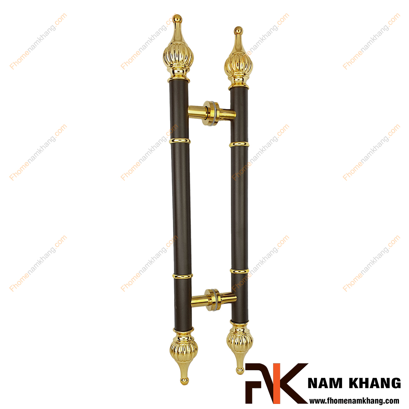 Tay nắm cửa chính dạng thân đen phối đầu hoa vàng NKC010-DV là dạng tay nắm đồng tâm dùng cho nhiều loại cửa với đầy đủ các chất liệu theo thiết kế nội thất.