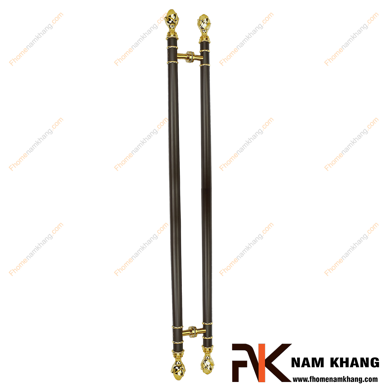 Tay nắm cửa chính thân đen phối đầu hoa hồng vàng NKC011-HCF sản phẩm tay nắm tủ đồng tâm dùng cho nhiều loại cửa  đầy đủ các chất liệu theo thiết kế nội thất.
