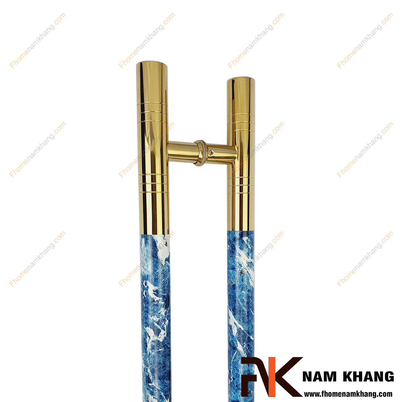 Tay nắm cửa chính màu vàng bóng phối vân đá xanh dương NKC014-VX được sản xuất từ chất liệu cao cấp, có độ bền tốt và đáp ứng độ an toàn kỹ thuật cao.