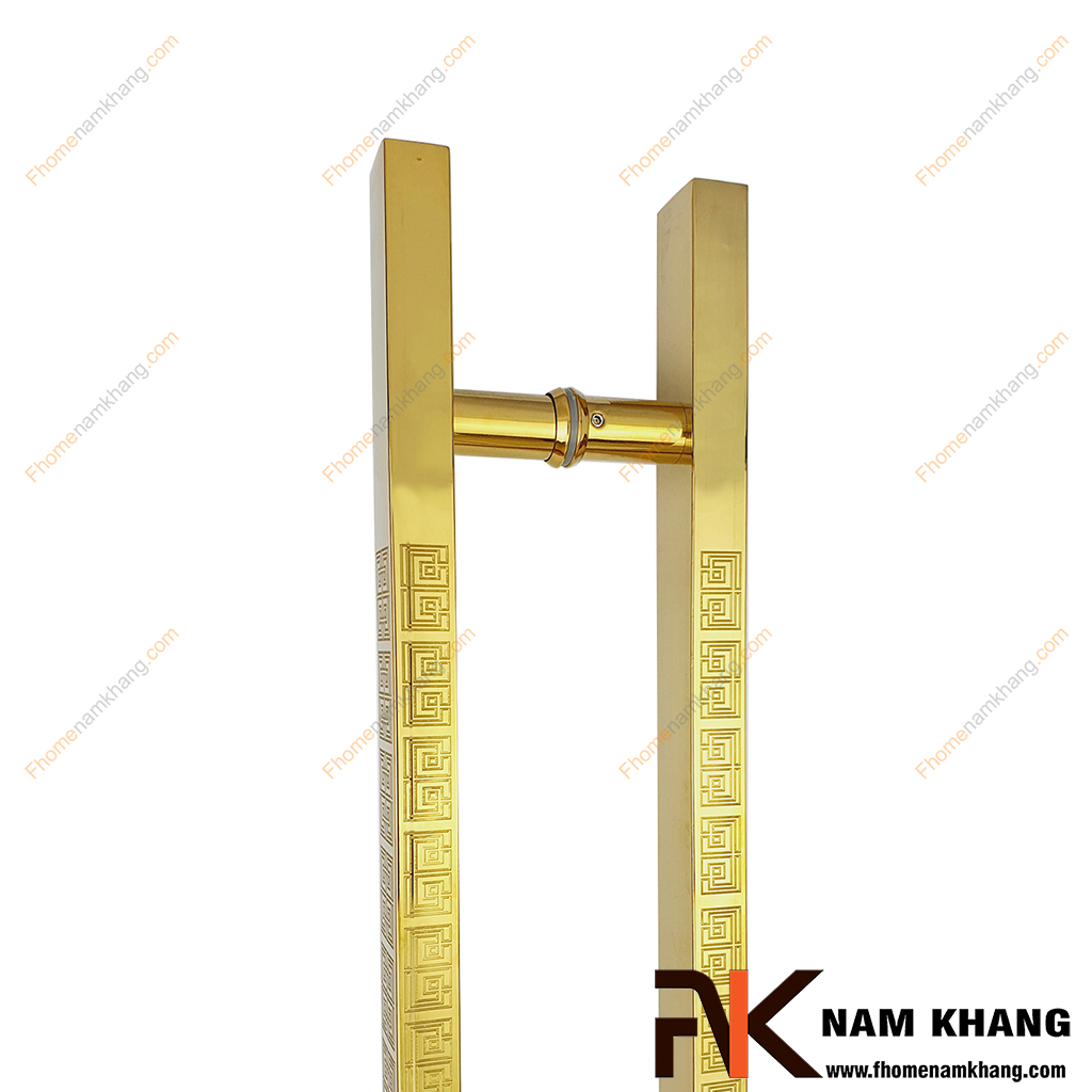 Tay nắm cửa chính thanh hộp 25*38 chữ vạn màu vàng bóng NK901-150V304 dòng tay nắm cửa size dài có thiết kế chữ vạn quanh trên thân sử dụng cho các dạng cửa gỗ, nhôm kính,...