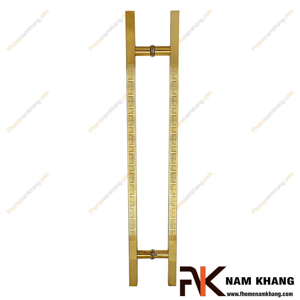 Tay nắm cửa chính thanh hộp 25*38 chữ vạn màu vàng bóng NK901-150V304 dòng tay nắm cửa size dài có thiết kế chữ vạn quanh trên thân sử dụng cho các dạng cửa gỗ, nhôm kính,...