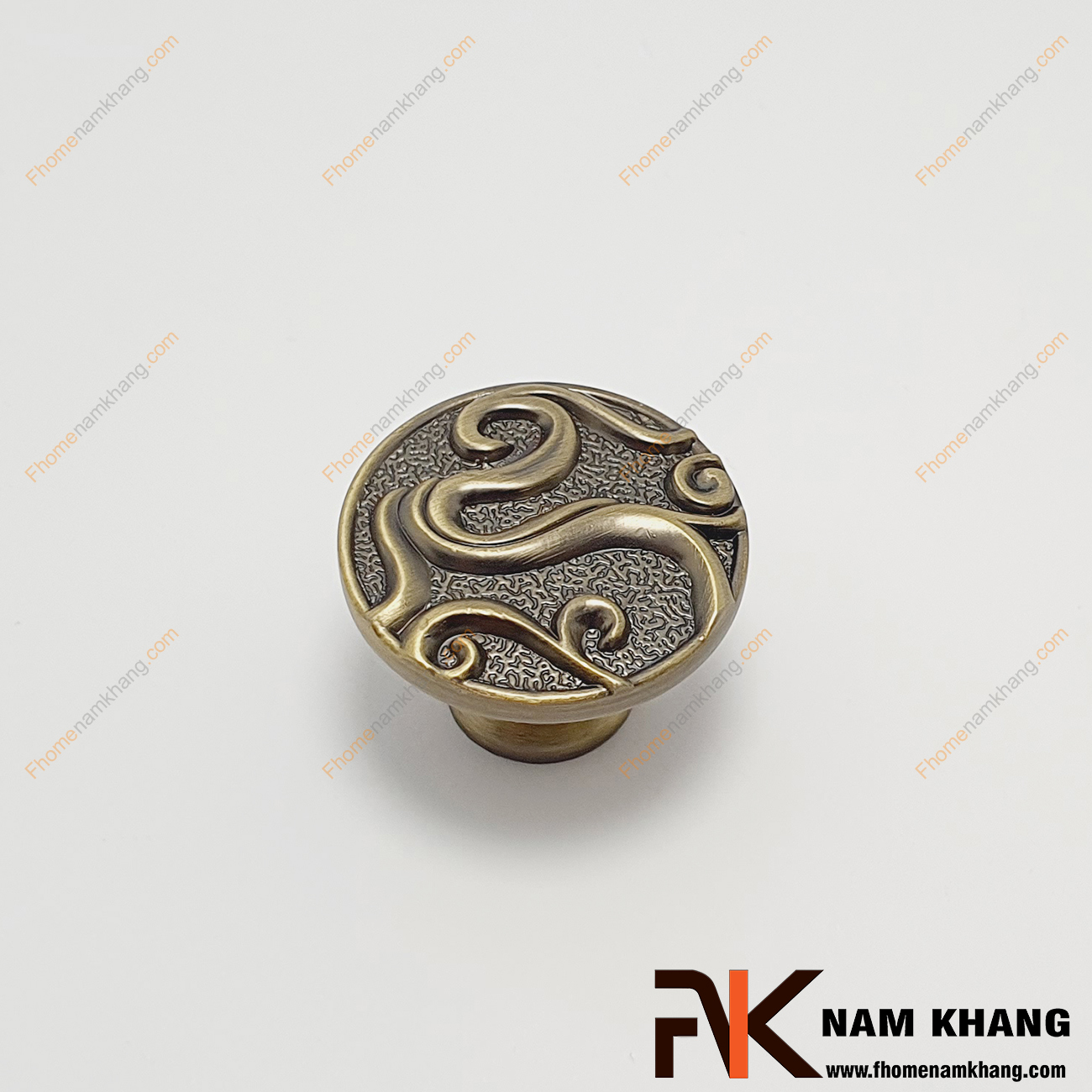 Núm cửa tủ họa tiết rồng xanh rêu NK452-R có khuôn dạng nấm tròn họa tiết rồng nổi độc đáo.