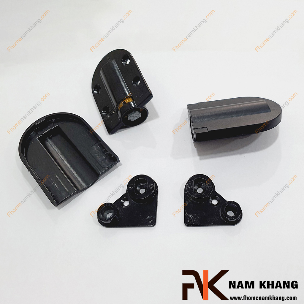 Bản lề bàn phấn NKL005D-LBP là bộ phụ kiện gồm hai phần chính: cụm bản lề dạng ống và hai đế lắp đi kèm.