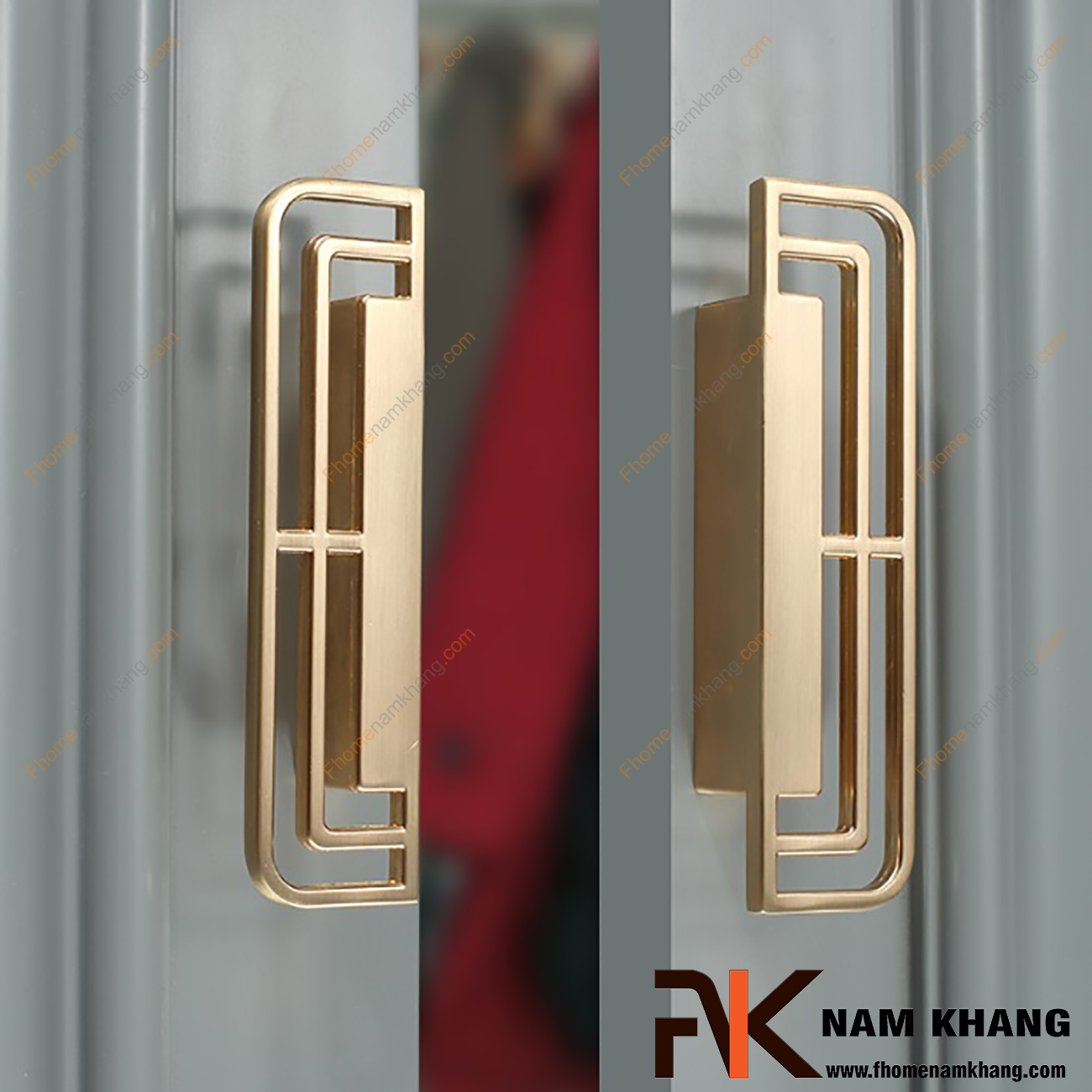 Tay kéo cửa tủ dạng cặp màu vàng mờ NK225-VM là một sản phẩm cách điệu được mang thiết kế dạng lưới chữ nhật tuyệt đẹp.