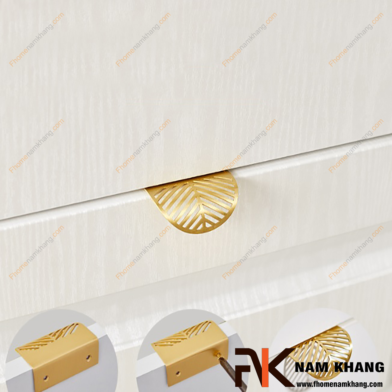 Tay nắm tủ dạng lá chất liệu đồng cao cấp NK233-32VD là một dạng tay nắm có hình dáng khá đặc biệt khi được thiết kế dựa trên dạng uốn cong của lá