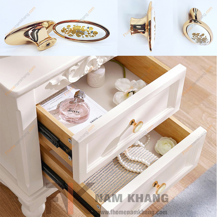Các sản phẩm tay nắm tủ có thiết kế phối hợp sứ và hợp kim luôn mang một vẻ đẹp rất độc đáo và nổi bật.
